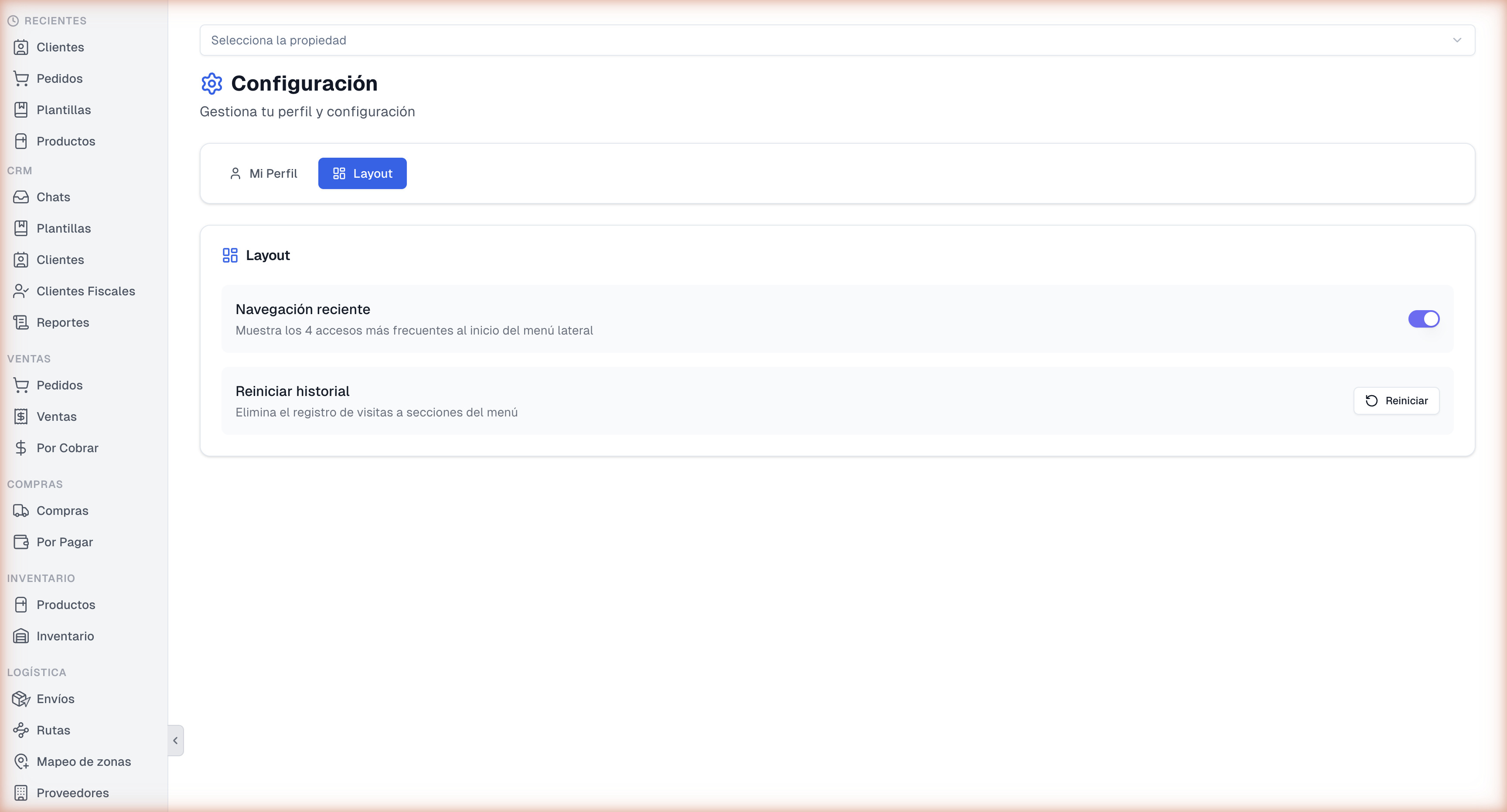 Configuración - Layout
