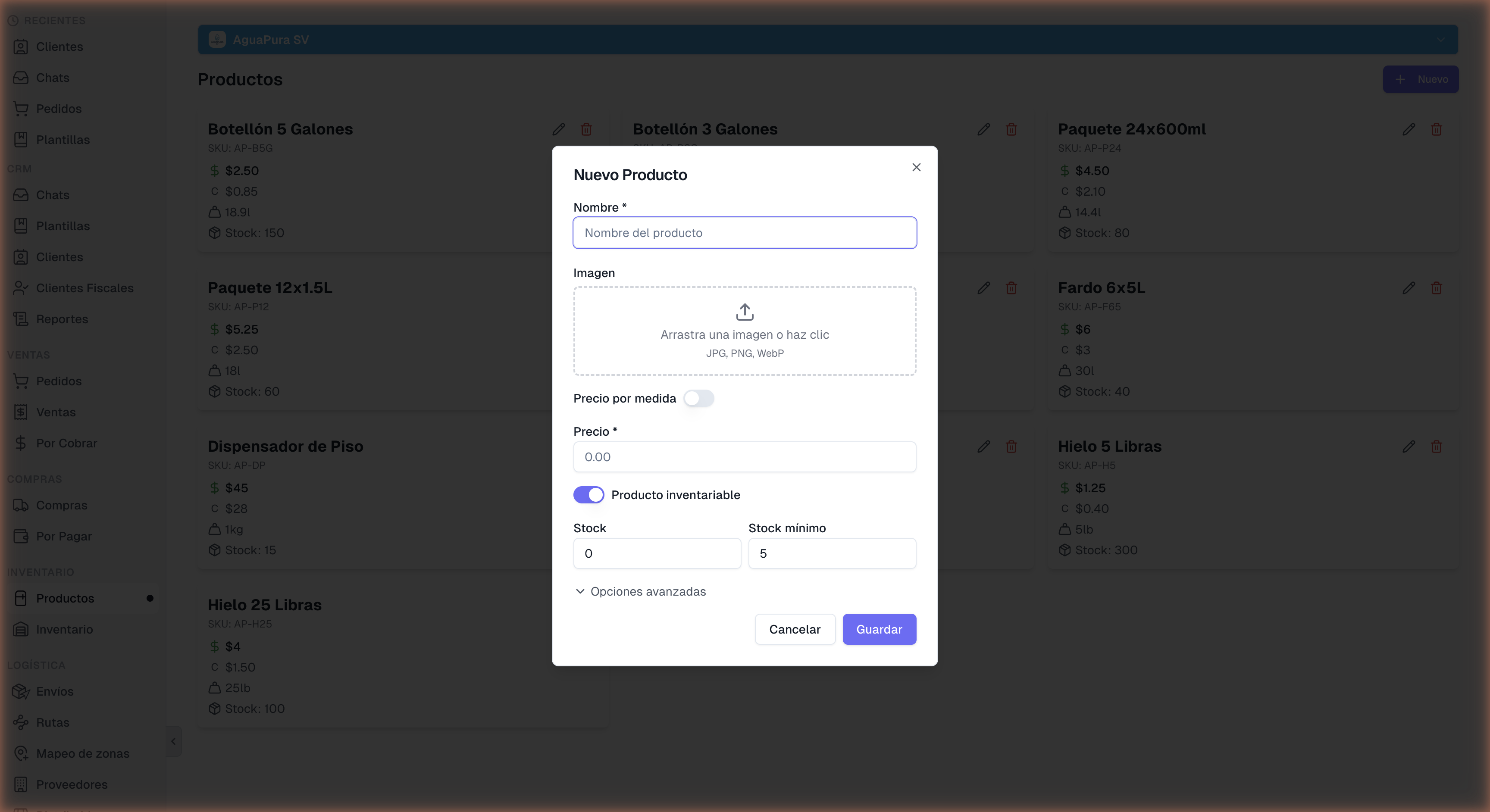 Formulario Nuevo Producto