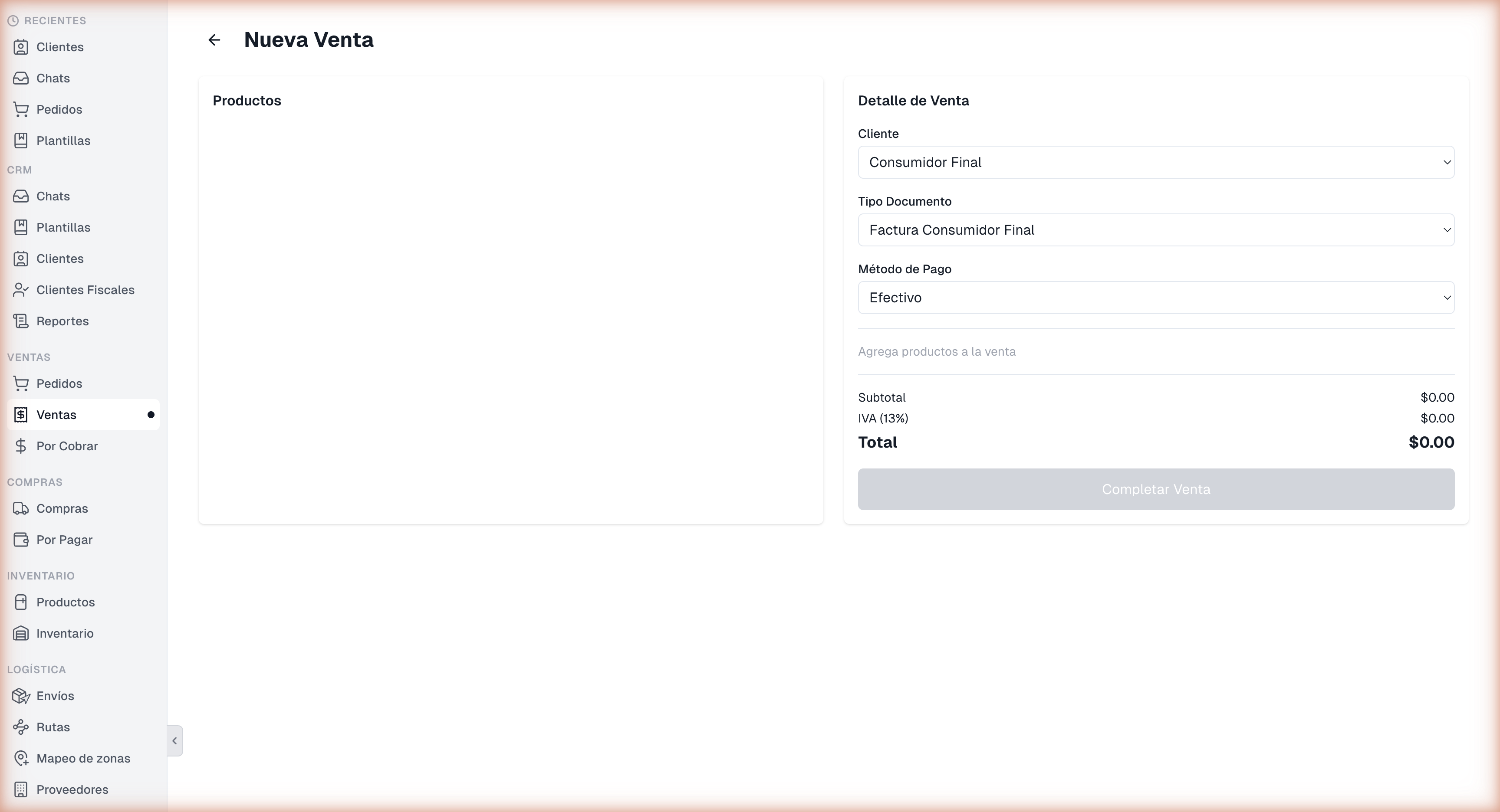 Formulario Nueva Venta